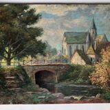 Table: oil on panel: landscape