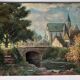 Tableau huile sur panneau paysage