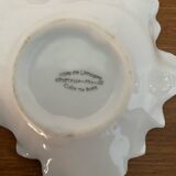 Antique limoges porcelain butter dish leaf shape white & chrome vintage