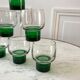 Set of 6 green wine glasses design 70s
