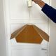 Vintage pendant light wood veneer geometric flower shape