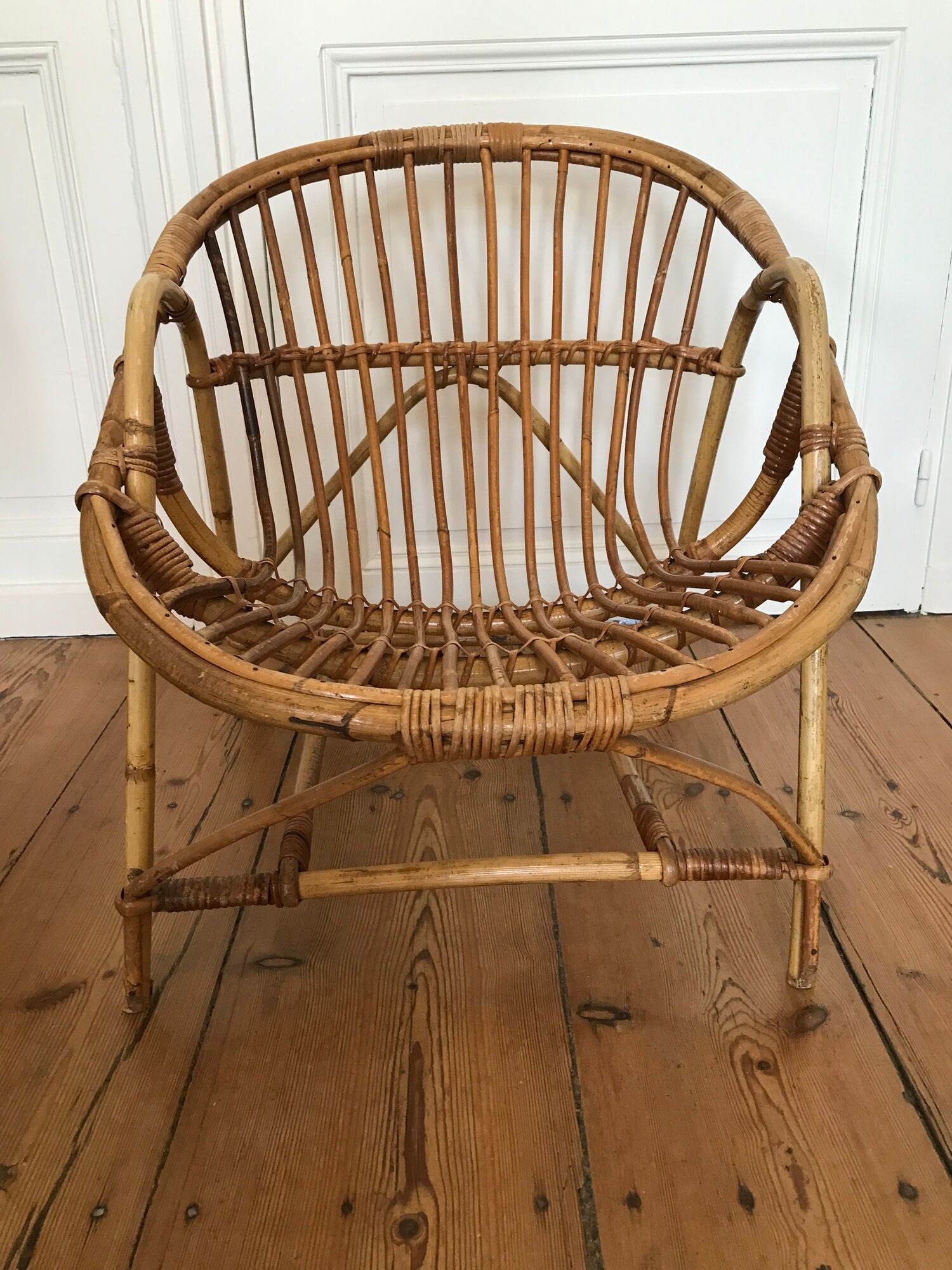 Armchair basket adult rattan year 50