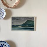Oil painting on canvas "Mountain, village and river" no. 45