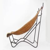 John Risley Style High-back Lounge Chair Solid Iron / Wicker Fran