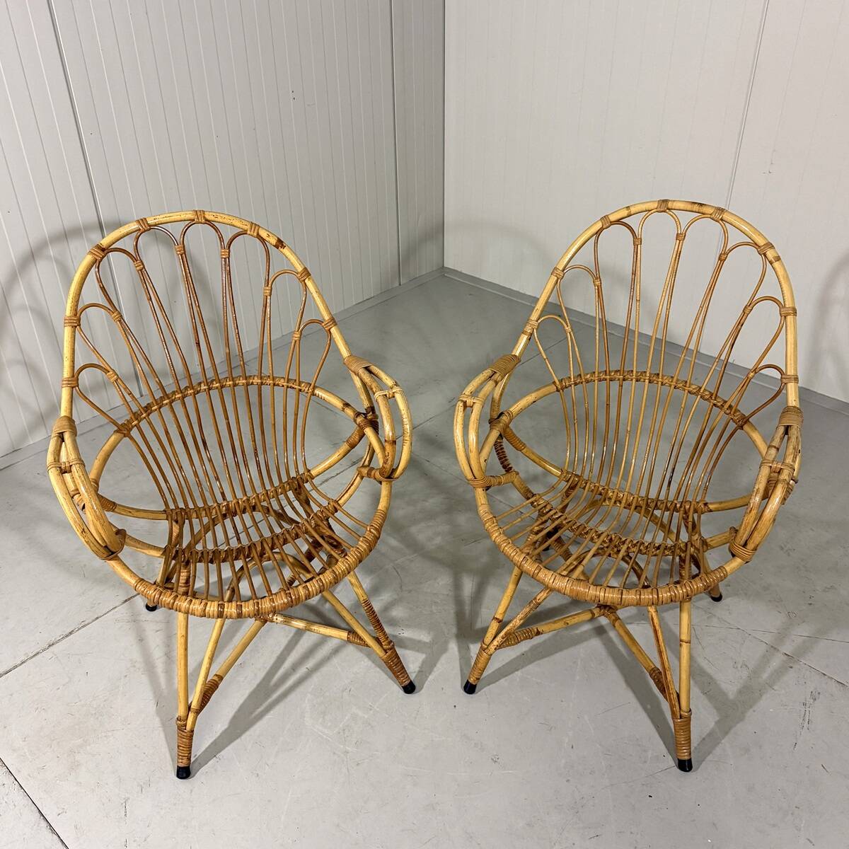 Rattan easy chairs & table Rohé Noordwolde Netherlands 1960’s