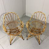 Rattan easy chairs & table Rohé Noordwolde Netherlands 1960’s