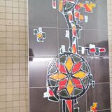 Art deco chrome metal and ceramic coffee table