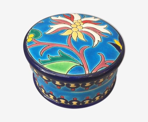 Boîte à bijoux en émaux de Longwy à decor d'edelweiss