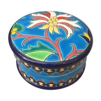 Enamel jewelry box from longwy a decor d'edelweiss