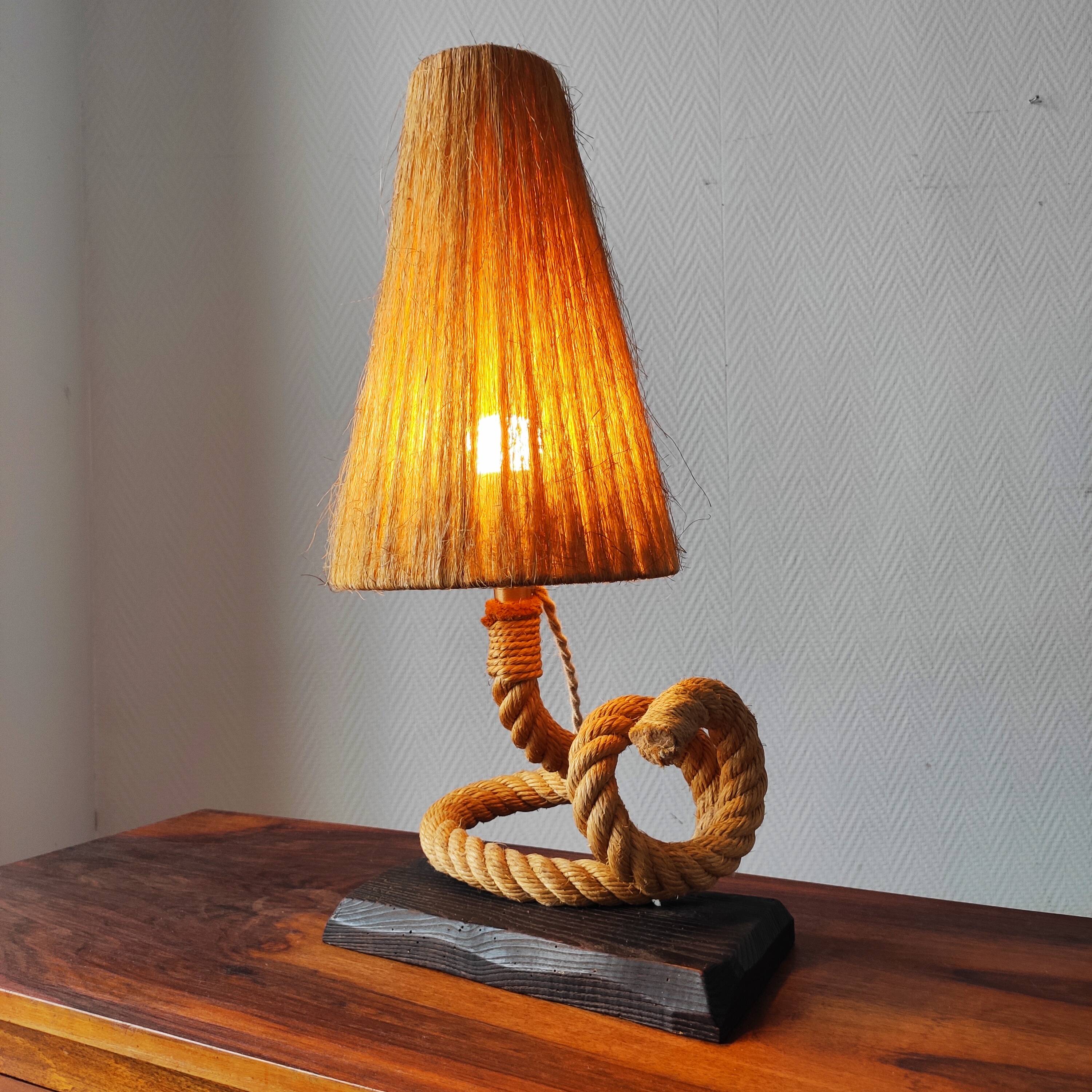 Vintage 1950s table lamp in rope – in the style of Audoux & Minet