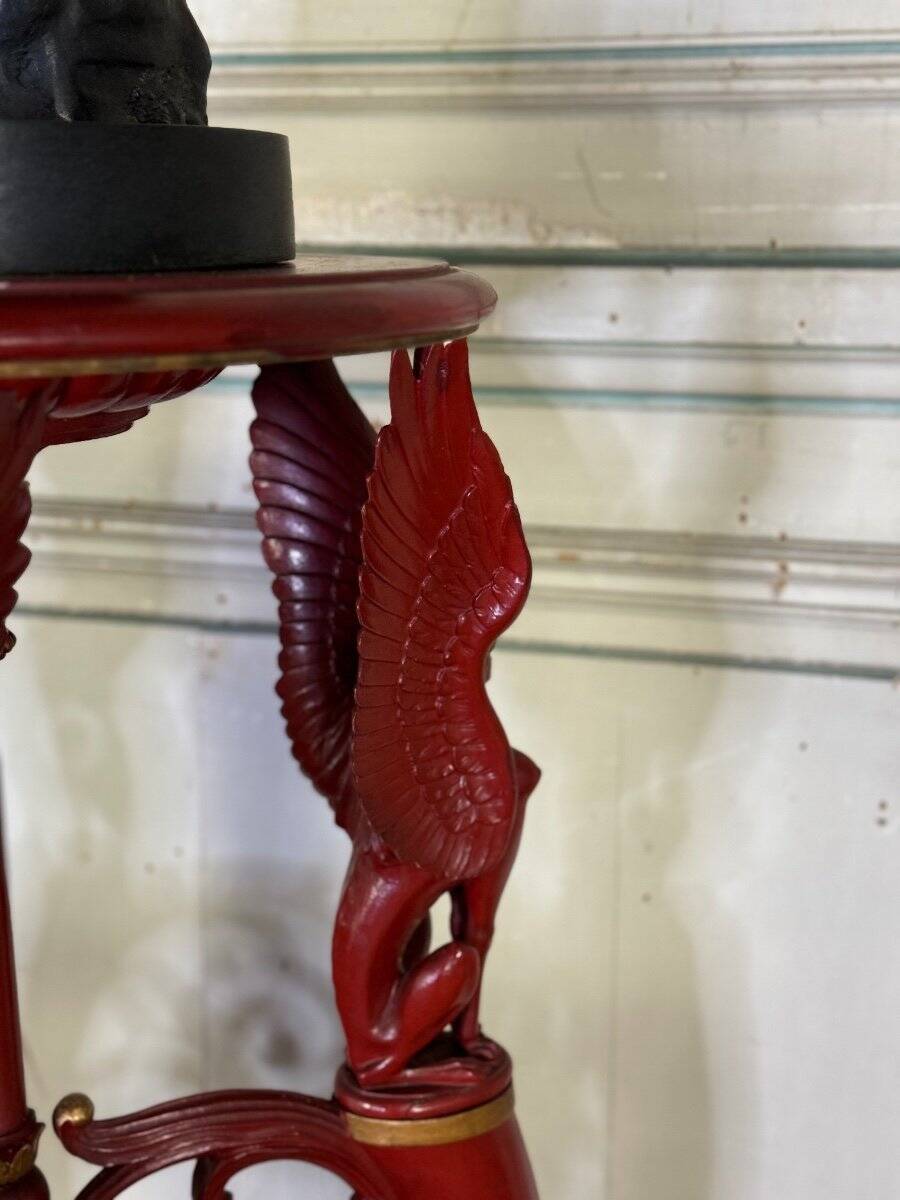 Athenian carved wood, red patina imitation of red marble