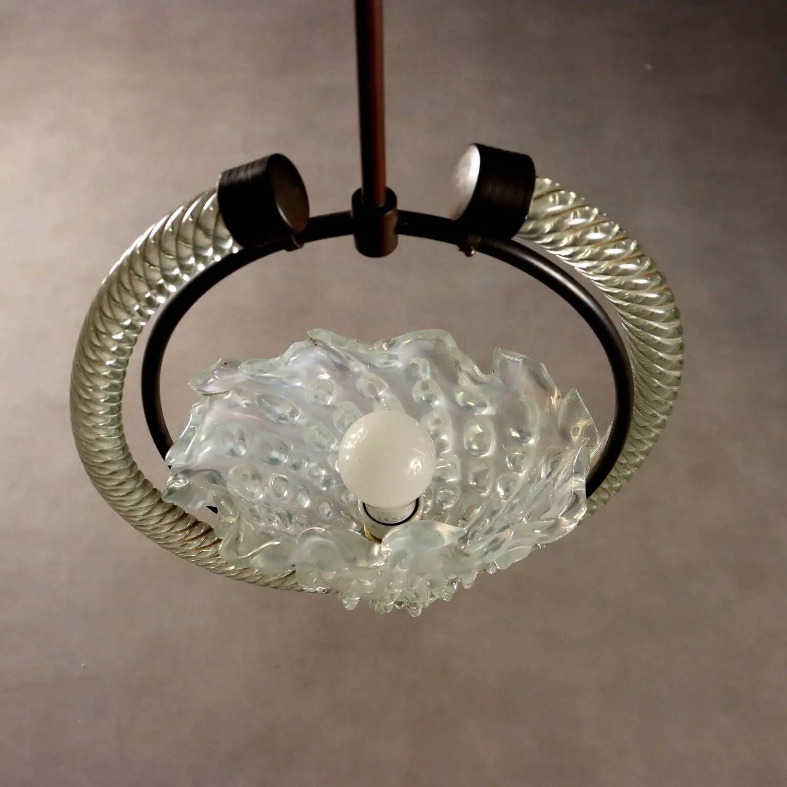 Lustre vintage design en verre de Murano, Italie, années 1940