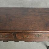 Large antique English oak sideboard from the 18th century with elegant legs