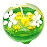 Old Big Sulfide Paper Press White Yellow Flower on Green Background Murano