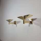 Pair of vintage brass wall lights Verre Lumiere