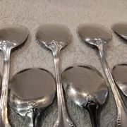 10 silver-plated metal ice scoops, silversmith Saglier Frères, gadroons