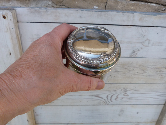 Old silver metal box hallmark AT