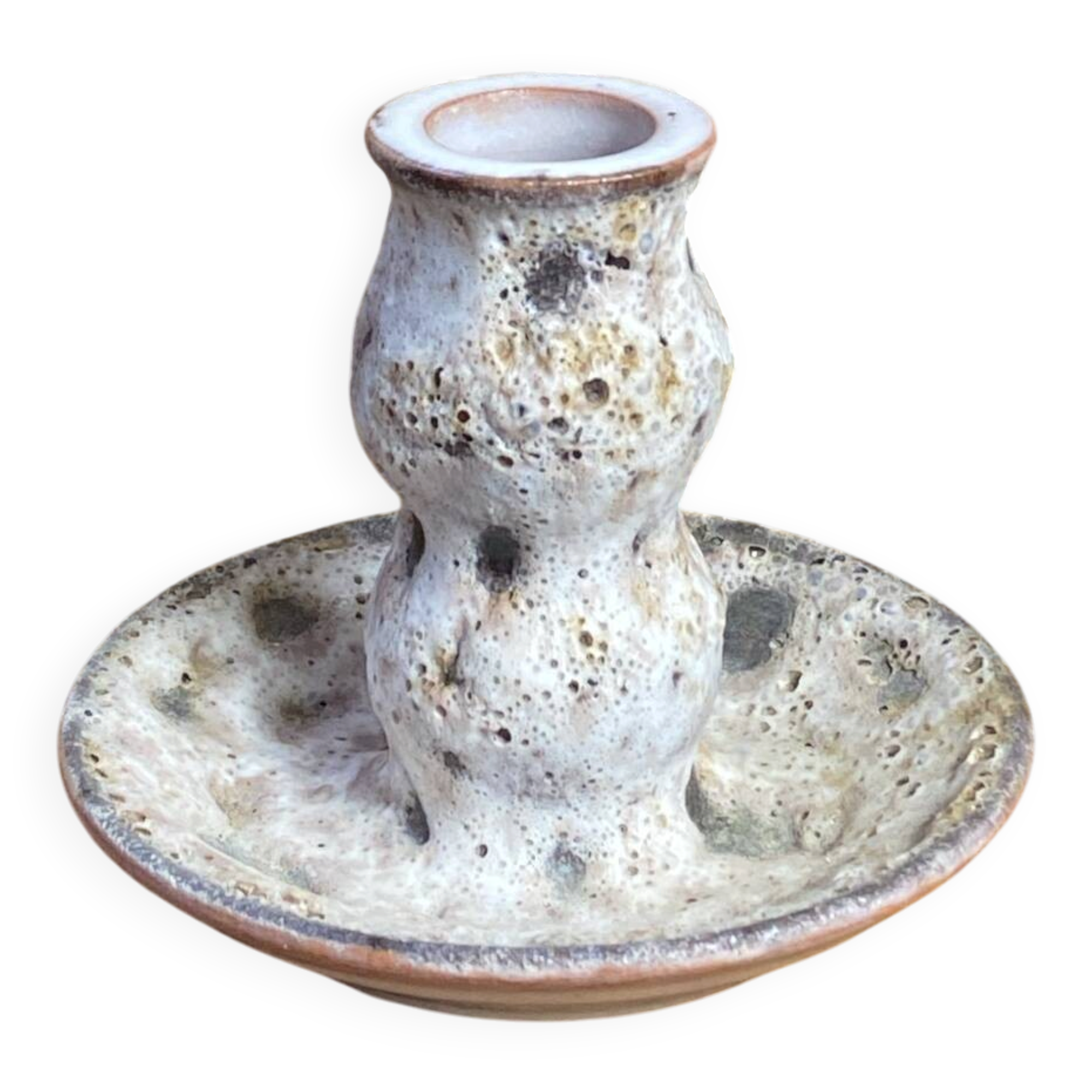 Bougeoir en céramique, écume de mer, Vallauris