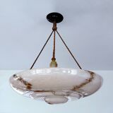 Art Deco Pink Glass Bakelite Pendant Light