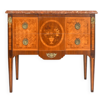 Louis XVI style commode in marquetry