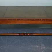 Grande Table Basse Vintage en Cuir Vert Chasseur