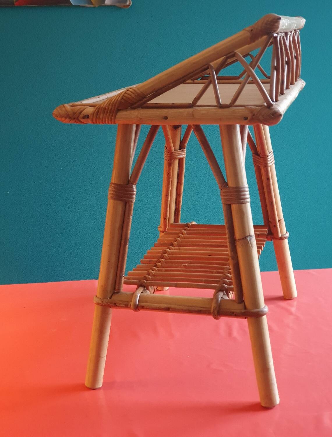 Rattan serving trolley