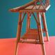 Rattan serving trolley