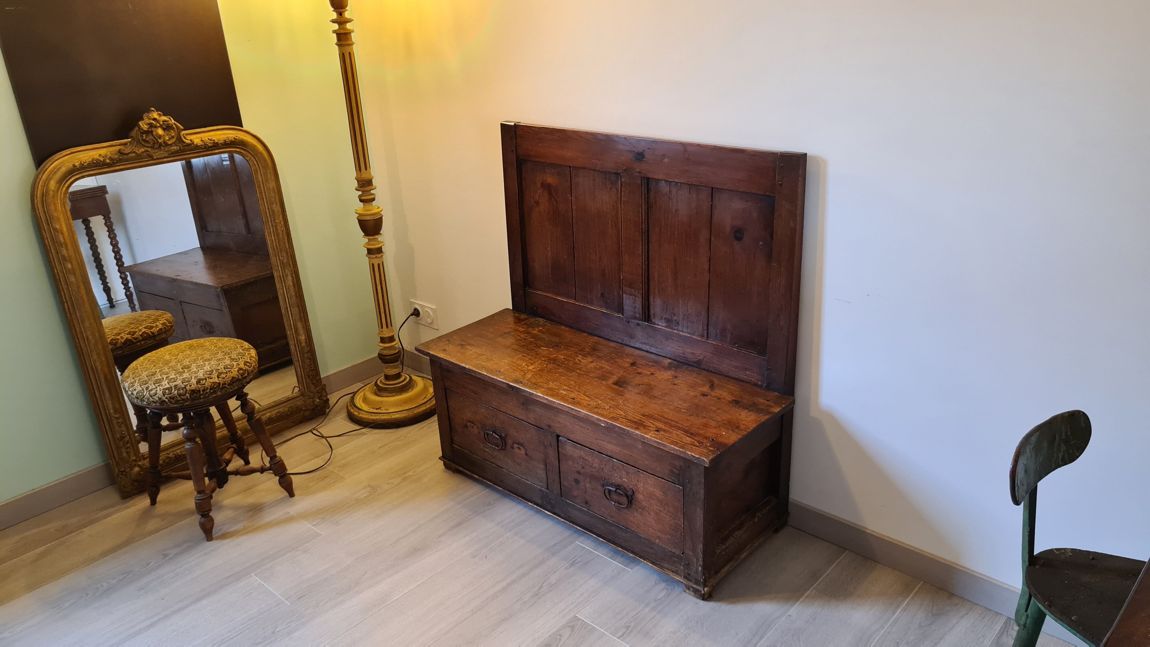 Nineteenth century oak church chest bench