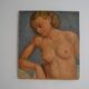 Old painting portrait nude woman oil on panel