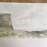 Watercolor in diptych from the Fort of Tatihou Island