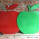 2 green and red apple magnetic panels