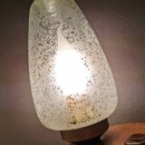 Vintage wooden table lamp with glass lampshade, 80s
