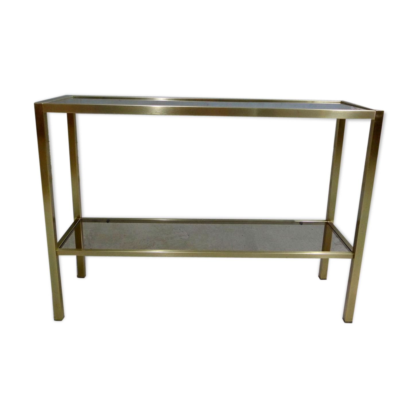 Console table in anodized aluminum and smoked glass 1970