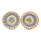 Pair of Talavera earthenware plates with floral decoration