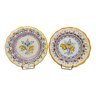 Pair of Talavera earthenware plates with floral decoration
