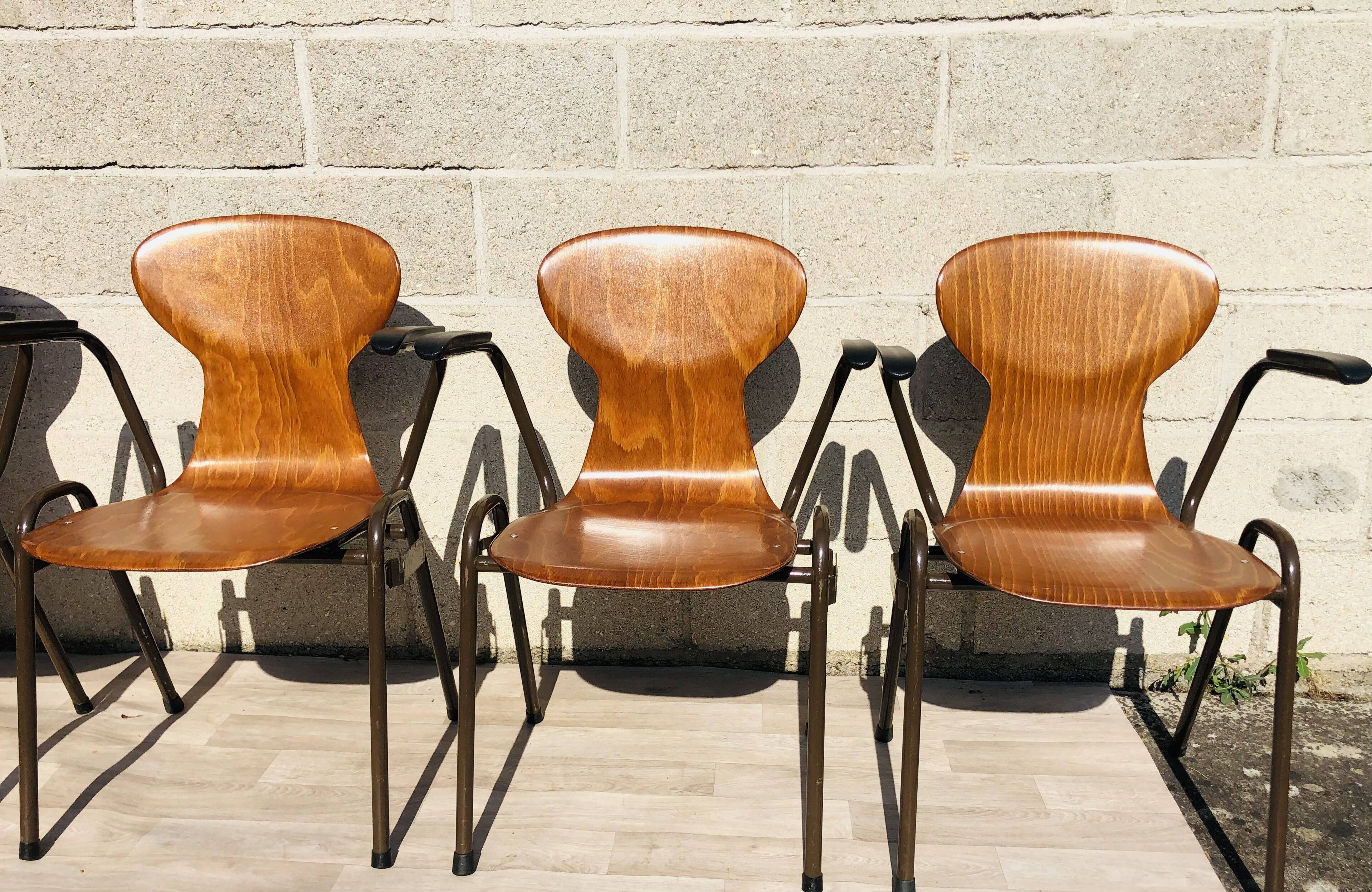 Lot de 4 Fauteuils/ Chaises Eromes Fourmi vintage