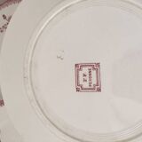 Assiette FF Pexonne Terre de Fer décor rose oiseaux XIX