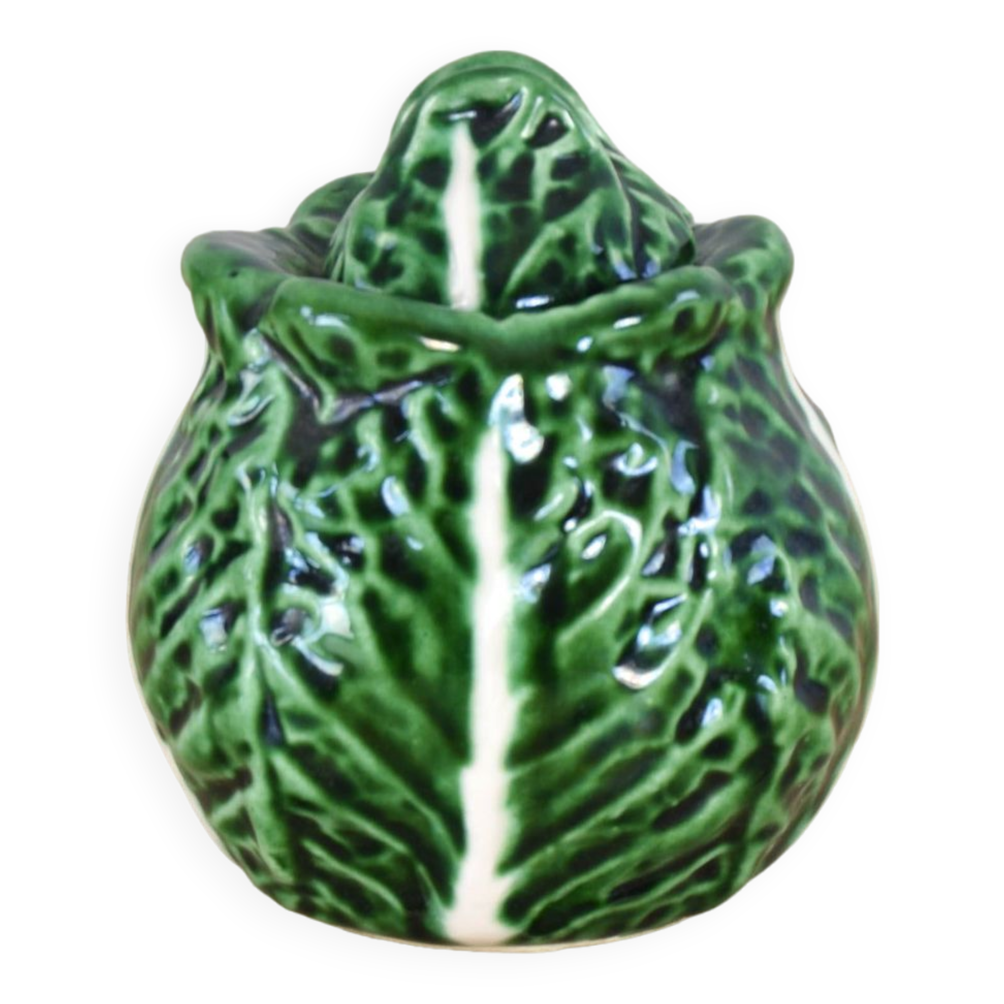 Vintage Ceramic Bordallo Pinheiro Cabbage Salt Shaker, Portugal 60s