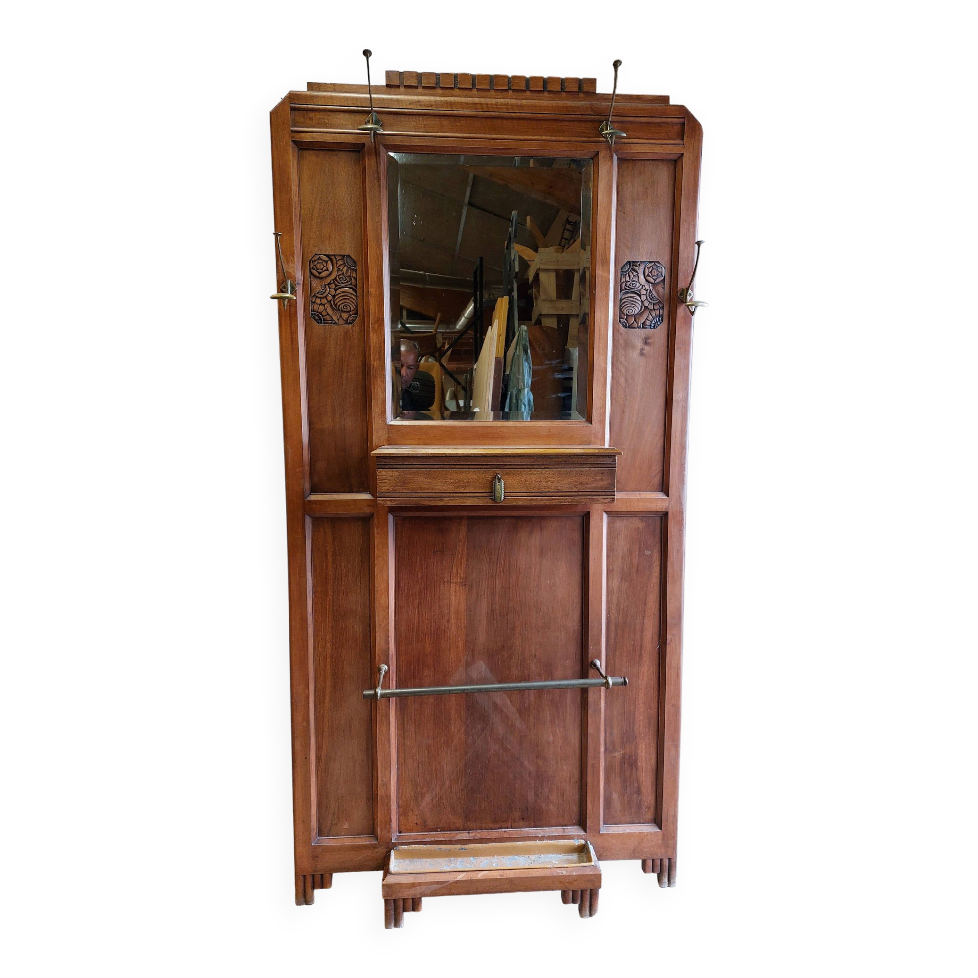 Old wooden wall-mounted locker room - Art Deco