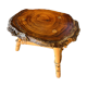 Table basse brutaliste bois et rotin