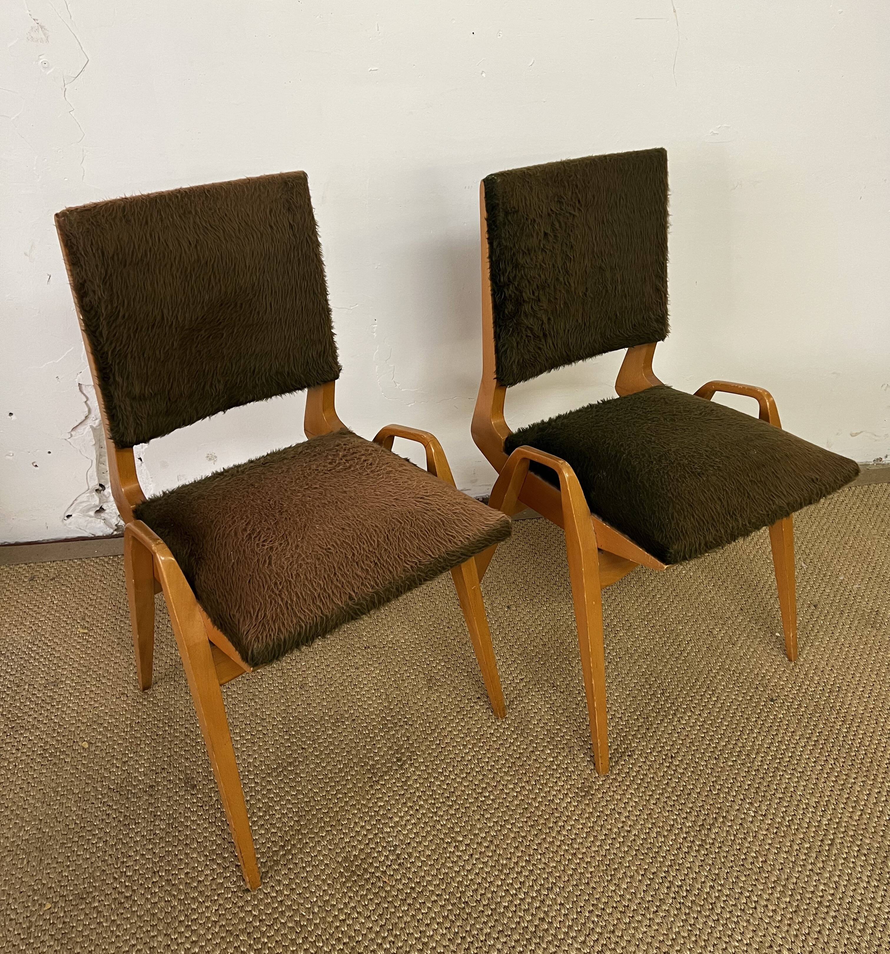 Paire de chaises vintage Maurice Pré des années 50