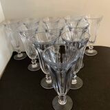 11 crystal champagne flutes, old and blown