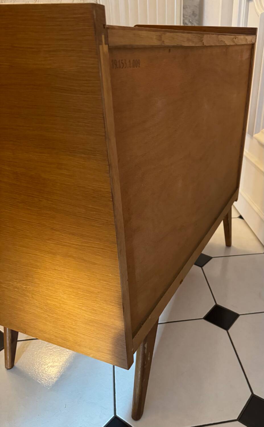 Vintage chest of drawers with compass feet