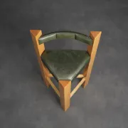 Set of 3 architectural wood and leather bar stools, Netherlands, 1990s