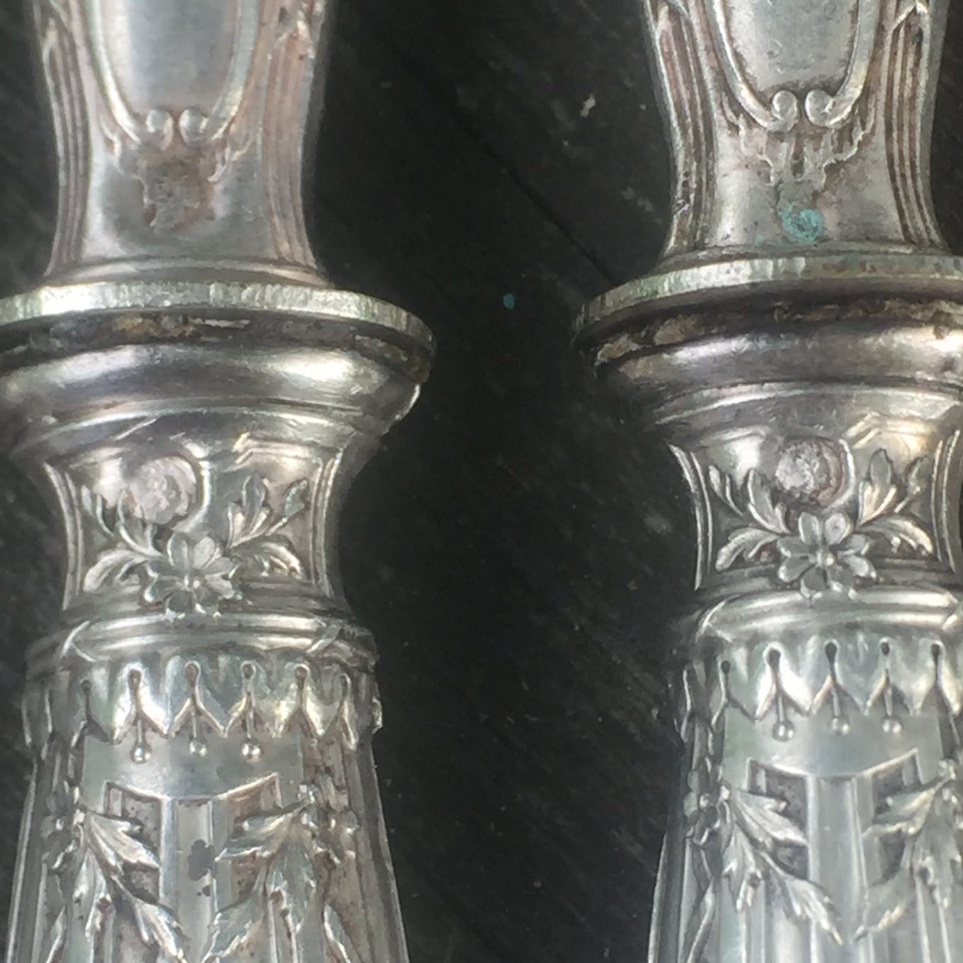 Silver and ivory salad cutlery in early 20th century