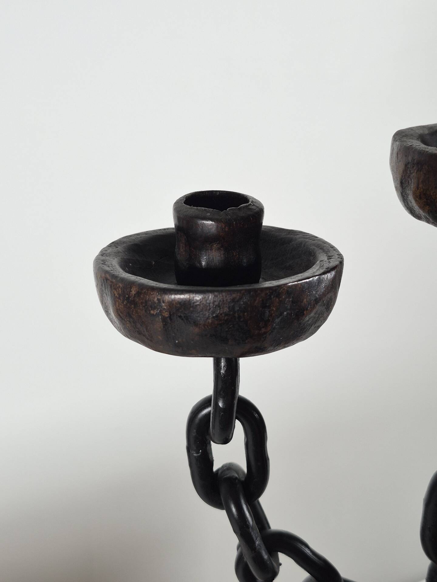 Vintage brutalist chain decor candleholder spain