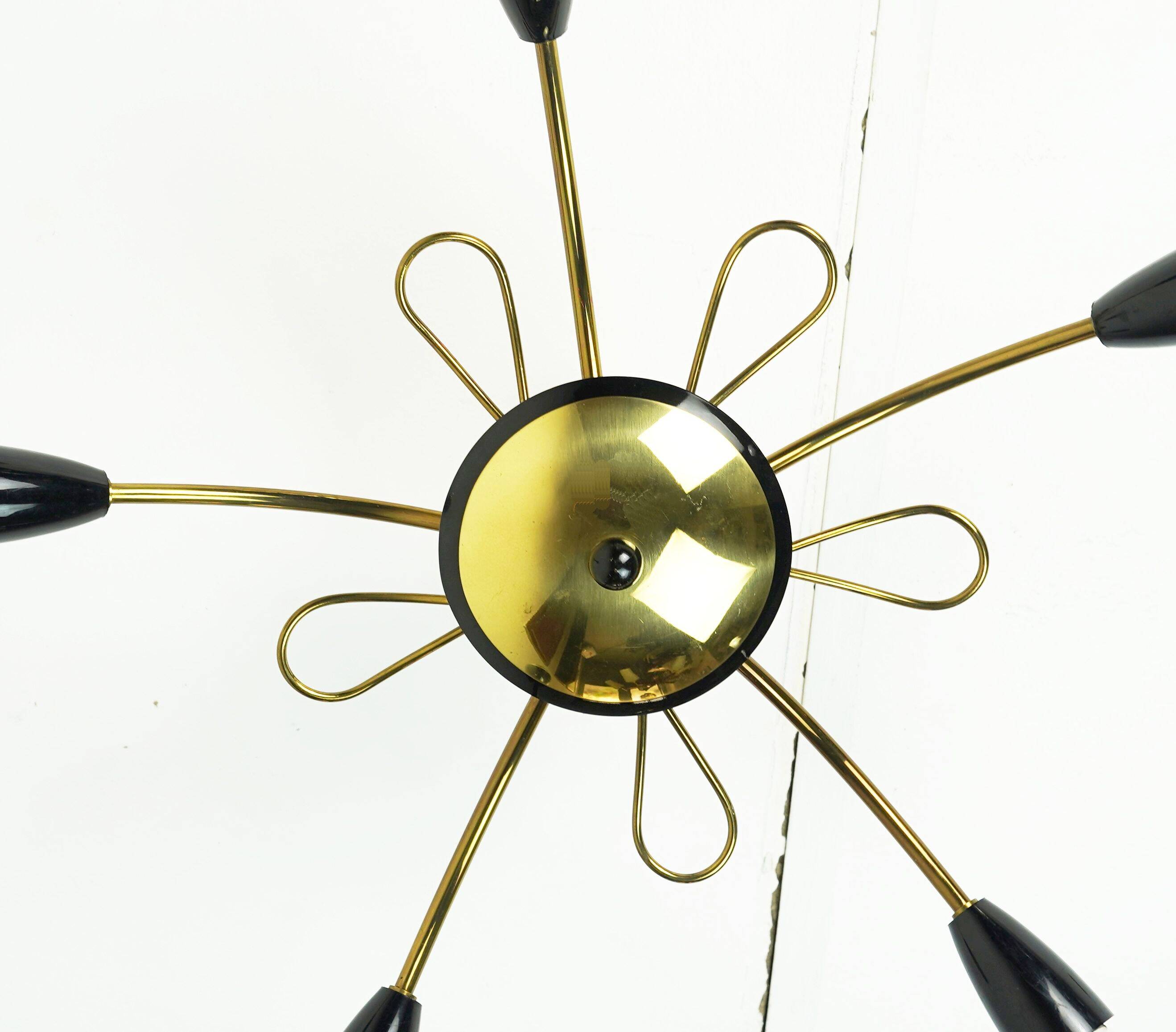 1950s sputnik spider CEILING LAMP brass stilnovo ära mid century