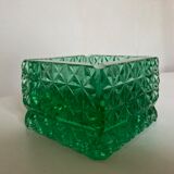 Cendrier pavé de verre taillé diamant vert 1980