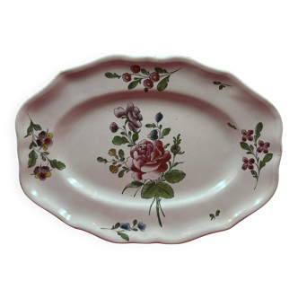 plat ancien Faïence de l'Est  décor de fleurs