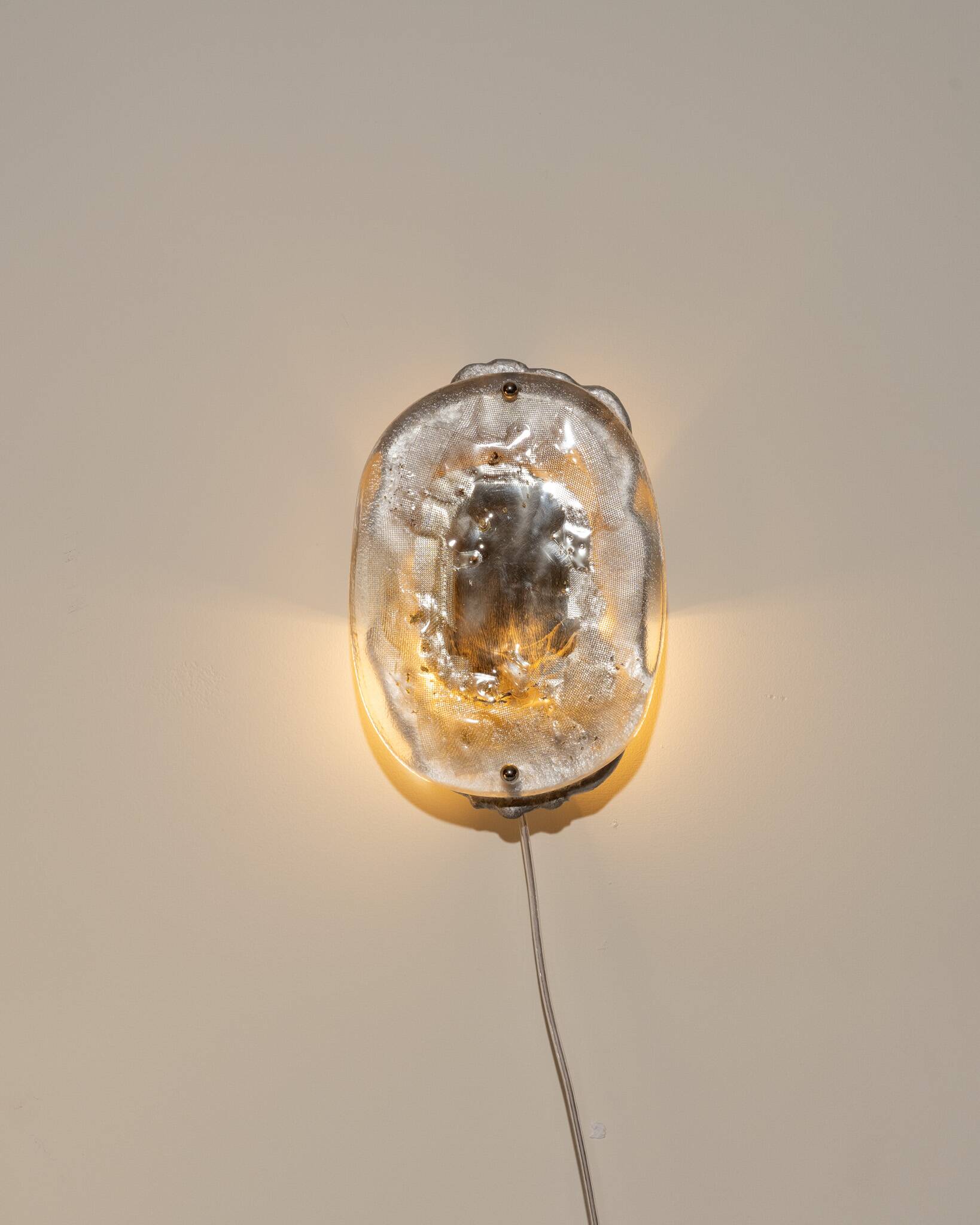 Glass, brass and aluminum wall light No.10